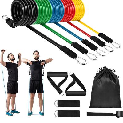 China Durable High Quality 11 Pcs / Set Yoga Resistance Bands Custom Strength Resistance Bands Long Resistance Band for sale