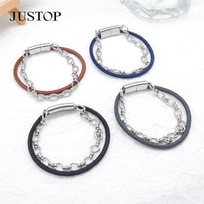 China Environmental Friendly Women Fashion Jewelry Accessories Round Bracelet Double Layer Custom Charm Chain Link Dangle Bracelets for sale