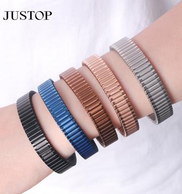 China Fashion Environmentally Friendly Splicing Well Fashion High Quality Elastic Spring Bangle Band Stainless Steel Bangle Jewelry for sale