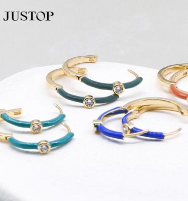 China Environmental Friendly New Arrival Boho Jewelry Small CZ Rainbow Round Circle Earring Retro Party Wedding For Women for sale