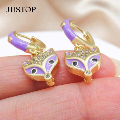 China Simple Manufacturer Popular Pretty Design Fashion Fox Zircon Pendant Earrings Environmental Friendly Simple Jewelry for sale