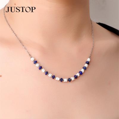 China Environmentally Friendly Designer Vintage Stainless Steel Natural Stone Chain Rose Tourmaline Choker Necklace For Women Wholesale for sale