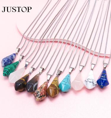 China Environmental Friendly Natural Amethyst Fragrance Essential Oil Bottles Rose Quartz Crystal Necklace Women Pendant Chain Jewelry for sale