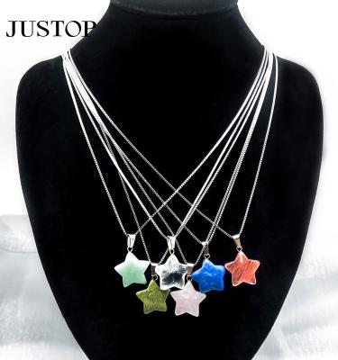 China Natural Opal Star Pendant Necklace For Women Stainless Steel Resin Stone Vintage Environmentally Friendly Women Chain Jewelry for sale