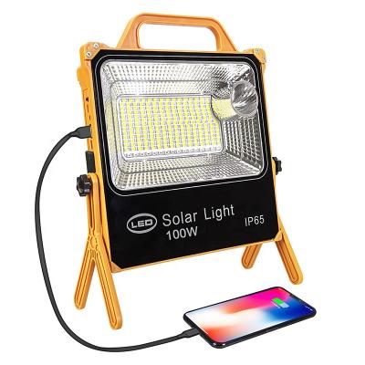 China 100W new product outdoor camping outdoor detachable waterproof solar led flood light ip65 for sale