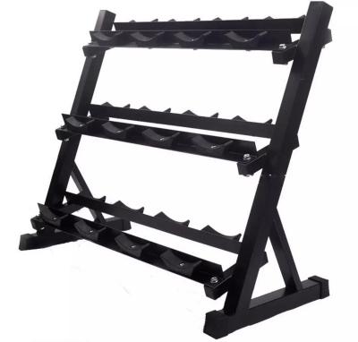 China Portable Hot Selling Fitness And Bodybuilding Equipment Round Head Three Layers Dumbbell Rack for sale