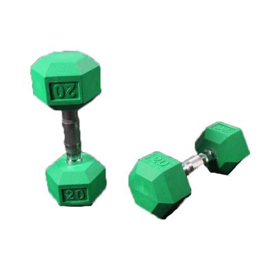 China Durable Hex Dumbbell Rubber Weightlifting Equipment Gym Colorful Hexgen Dumbbell for sale