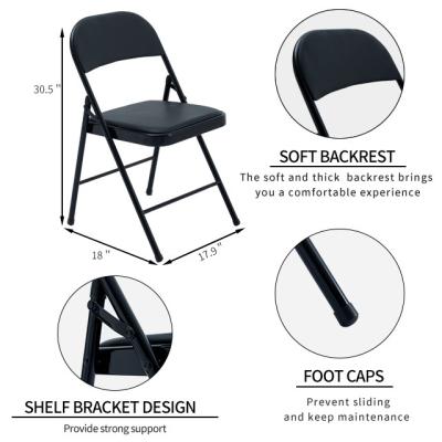 China Modern Folding Chairs With Padded Seats Insputer 4 Pack Heavy Duty Black Metal Folding Chair Portable Folding Chair For Home Office for sale