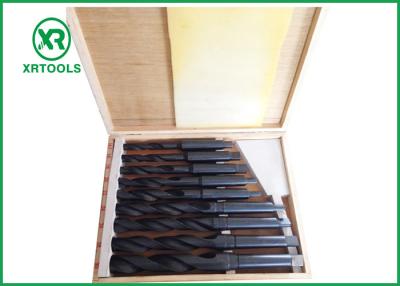 China Roll Forged / Milled HSS Taper Shank Drill Bit Set With Wooden Box DIN 345 for sale