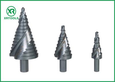 China Metric 3 Flats Shank HSS Step Drill Bit , Spiral Flute Step Up Drill Bit Chip Breaker for sale