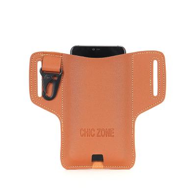 China Waterproof PU Leather Waist Bag Fashion Cell Phone Pocket Fanny Pack Waterproof Wear-resisting Belt Bag for sale