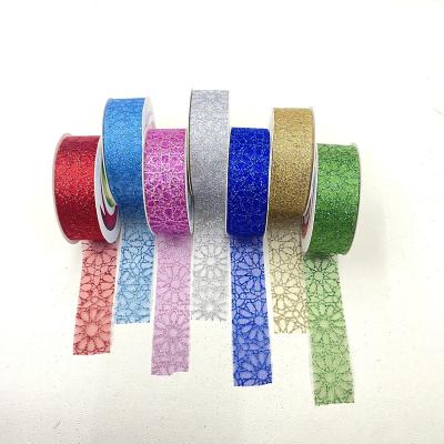 China Luster Gift Ribbon Best Seller 25mm Organza Silk Solid Recycled Ribbon For Gift Wrap Ribbon Roll for sale