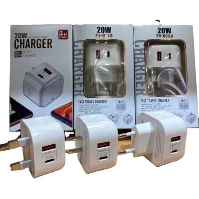 China Quick Charger 20W PD QC 3.0 Wall Adapter For Apple 20 Type-C Type-C Dual Watt USB C Hub Wall Charger Charger EU UK USA Type C for sale