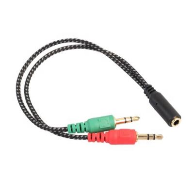 China Two Braided Car 3.5mm Female Audio Female To Male Cable Computer Earphone 3.5mm Adapter To 3.5mm Adapter Audio Extension Cable for sale