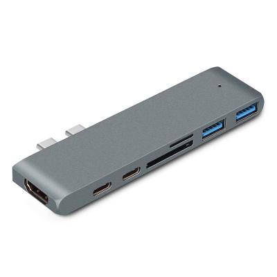 China Multiple USB-C Interfaces Support Hot Selling All In 1 USB C USB3.0 Dual C Data Hub Card Reader PD Adapter Charging Type C Docking Station for sale