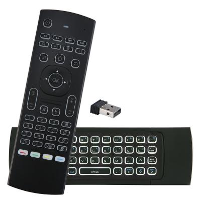 China Desktop/laptop/wholesale tv/tv remote control 2.4g smart box fly air mouse MX3 wireless mini keyboard air mouse MX3 for sale