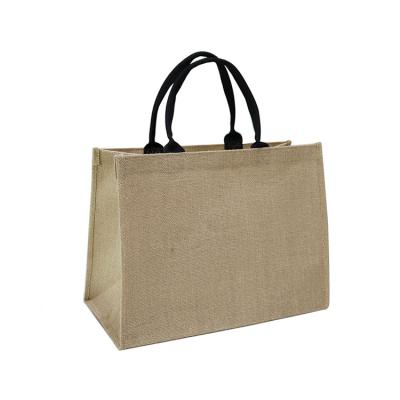 China Eco Friendly Custom Printed Organic Reusable Plain Shopping Tote Burlap Jute Bag With Large Handles for sale