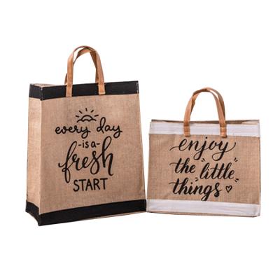 China Eco-friendly Promotional High Quality Customized Logo Printed Eco Friendly Tote Jute Shopping Bag for sale