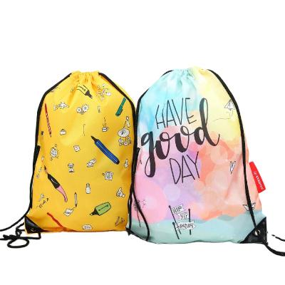 China Eco-friendly High Quality Reusable Recycle Simple Style Polyester Durable Shopping Drawstring Bag for sale