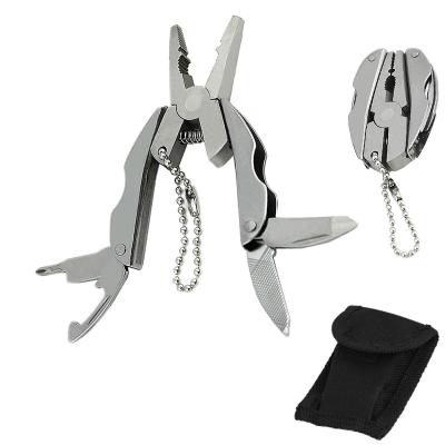 China MULTI FUNCTIONAL Portable Pocket Mini Folding Multifunctional Pliers Clamp Main Chained Outdoor Hiking Camping Tool for sale