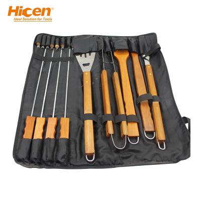 China Hicen 17pcs Easily Cleaned Handle Zipper Bag BBQ Woodworking Tool Kit for sale