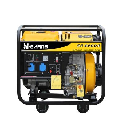 China 5KW open type single phase open frame portable camping diesel generator DG6000E for sale