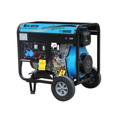 China Open Frame 6KW / 8KVA Portable Generator With Wheels Diesel Power Generator DG8000E for sale