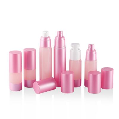 China Free samples New Empty Cosmetic 30ml 50ml 100ml 120ml plastic pink Airless spray Lotion Pump Bottles for sale