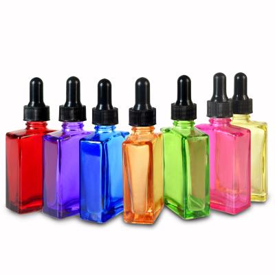 China luxury cosmetic clear rectangular 30ml 100ml glass spray bottle with sprayer and cover for sale