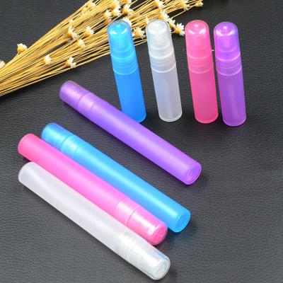 China Hot sale 5ml 10ml 15ml pink blue green purple sample PP plastic perfume bottle for sale