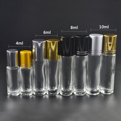 Chine Canada hot sale 4ml 6ml 8ml 10ml clear roll on glass skincare bottle with steel ball à vendre