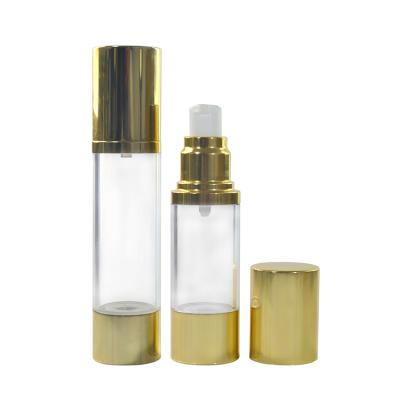 Chine Empty Cosmetic packaging 30ml 50ml clear airless acrylic gold bottle with aluminum cover à vendre