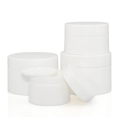 Chine Empty 30g 50g skin cream cosmetic containers 100g 120g double wall white plastic jar à vendre