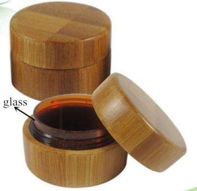 China amber 5g 15g 50g bamboo cosmetic jars packaging with bamboo lid for sale