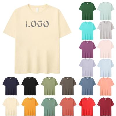 China Anti-wrinkle custom print embroidery your logo by 1 piece oversized simple 100%cotton men's unisex T-shirt white T-shirt only for sale