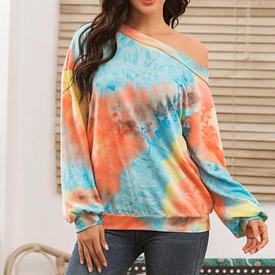 China Streetwear Women Custom Tie Dye Oversized Casual Dip Plain Blank Casual Crewneck Female Pullover for sale