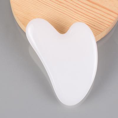 China Chinese Traditional High End Facial Neck Scraping Massage Comfortable White Jade Gua Sha For Salon for sale