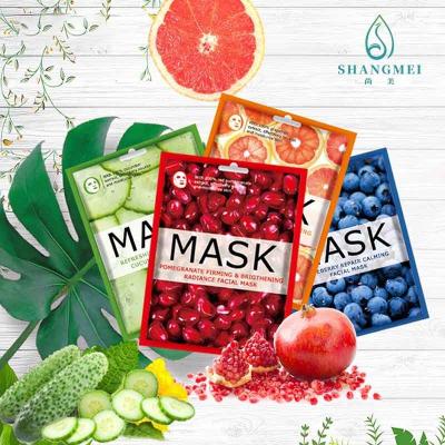 China Skin Care Fruit Essence Facial Mask Pomegranate BlueBerry 25g Oil Control GMPC for sale