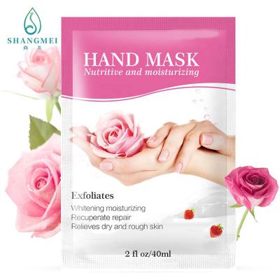 China Whitening Hyaluronic Acid Rose Fragrance Hand Mask Treatment GMPC CE ODM for sale