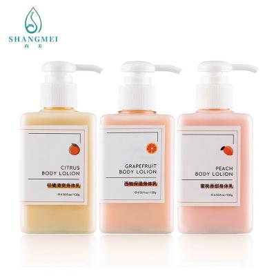 China ODM Fruits Fragrance Brightening Body Lotion Set 4.58oz Citrus Peach Essence for sale