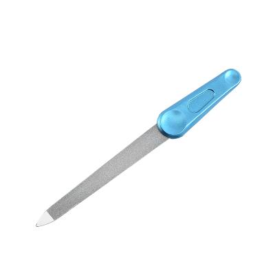 China Nail Beauty Design Hot Selling Double Care Metal Nail File And Buffer With White Plastic Handle for sale