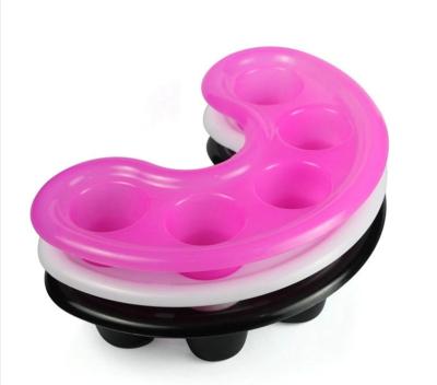 China Plastic Nail Factory Wholesale 5 Finger Holes Soak Off Plastic Tray Nail Art Manicure Bowl for sale