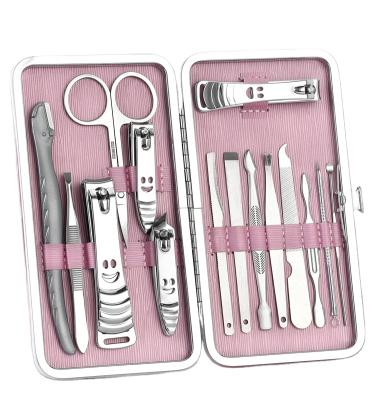 China OEM/ODM 16 Pieces Stainless Steel Manicure Set Eco-friendly Nail Tools Nail Cutter Kit for sale