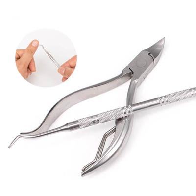 China Soft Fine Cutter Nail Cutter Professional Stainless Toe Cuticle Nipper Sets And Pusher For Thick Ingrown Toenails for sale