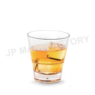 China Occasional Customizable Logo 280ml PC Whiskey Cup Rock Clear Plastic Glass Dessert Tumbler for sale