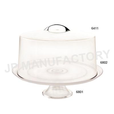 China 12 Inch Transparent Stocked Polycarbonate Wedding Display Round Plastic Cake Cover With Tray for sale