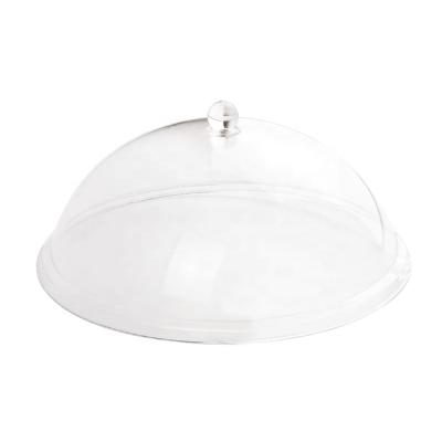 China Food Display and Delivery Best Seller 13.5 Inch Round Clear Plastic Food Cover with Button Polycarbonate Dome Dish Cover for Food Delivery for sale