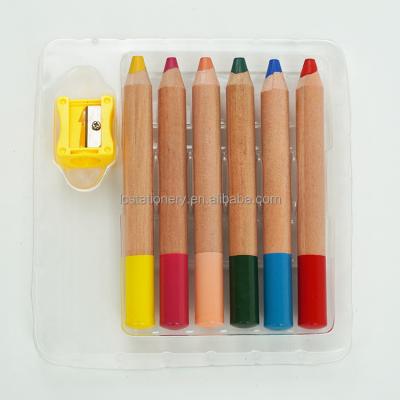 China Wood and Pencil 3 in 1 Jumbo Wooden Pencil Colored Pencils Customized 13mm and 15mm in Diameter for sale