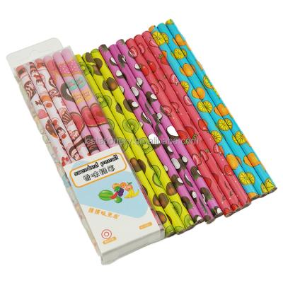 China office & School Pencil Sniffed Black Wooden Pencil HB Multicolor Pencil With Eraser for sale