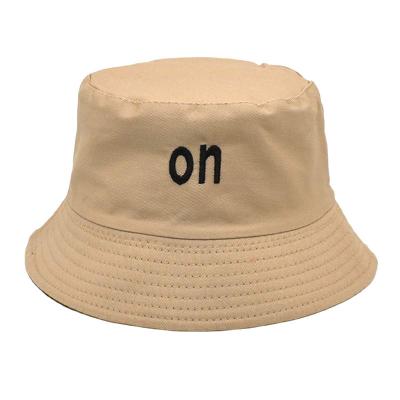 China 2806 Fashion Cotton Letter Embroidery Fisherman Bucket Hat For Adults Striped Double Sided Volume Spring And Autumn Hat for sale